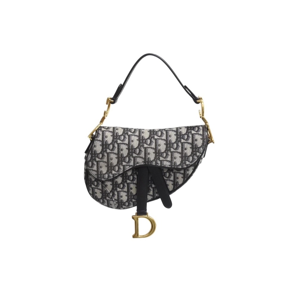 Dior Navy Leather Christian Bag Canvas Blue Saddle - Picture 2 of 8
